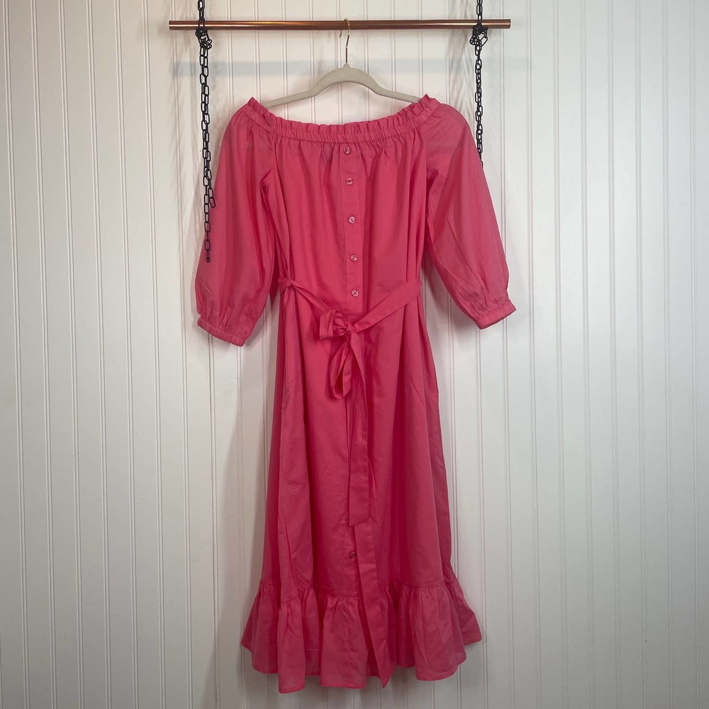 New York and Company Women’s Off-the-Shoulder Balloon Sleeve Belted Dress XS